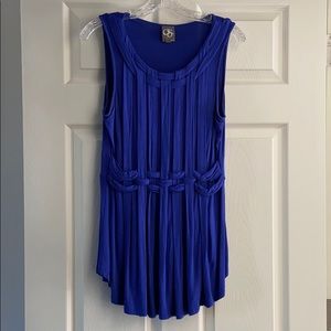 Anthro Grecian-esque, flowly royal blue top.